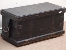 Early 19th century pine and metal bound tool chest, interior fitted with compartments and drawers,