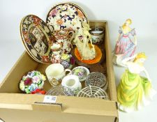 Four Masons plates, Masons jug and vase, figurines,