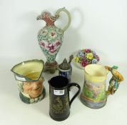Royal Doulton Toby jug, Sterling Castle tankard, large hand painted vase,