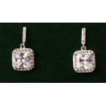 Pair of cubic zirconia dress ear-rings stamped 925 Condition Report <a