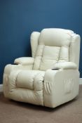 Rock and swivel manual reclining armchair with electric heat and massage element