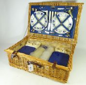 Optima wicker picnic basket and contents,