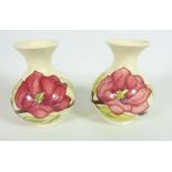 Pair of Moorcroft Magnolia pattern vases,