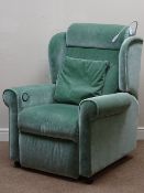 'The Recliner Factory' electric riser reclining armchair upholstered in green dralon,
