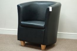Faux leather tub shaped armchair,