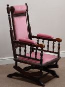 Early 20th century walnut framed American rocking chair Condition Report <a