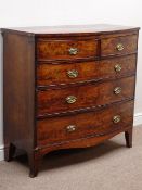 Early 19th century mahogany bow front chest, two short and three long drawers,