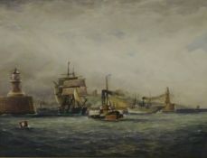 Shipping Leaving The Tyne, watercolour signed Norman Septimus Boyce Norman (British 1895-1962),