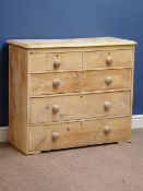 Victorian pine chest fitted with two short and three long drawers, W96cm, H82cm,