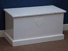 White painted blanket box, hinged lid, W92cm, H49cm,