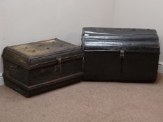Victorian metal shaped top trunk and another similar trunk Condition Report <a