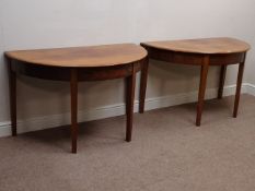 Pair 19th century mahogany D-end/console tables, square tapering supports, W119cm,