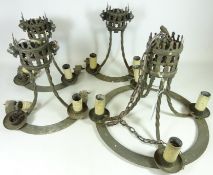 Gothic style chandelier and three matching wall lights (4) Condition Report <a