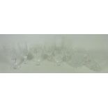 Suite of Bohemian cut crystal drinking glasses to include; six champagne glasses,