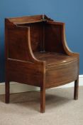 Georgian mahogany bow front commode, curved uprights and panelled sides, W56cm, H81cm,