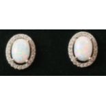 Pair of opal cluster ear-rings stamped 925 Condition Report <a href='//www.