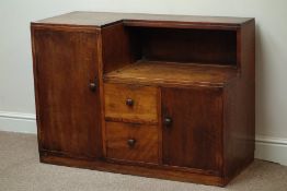 Early 20th century 'Heal's of London' oak office cabinet, two cupboards and drawers, W107cm, H77cm,