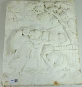19th Century carved marble wall plaque 37.5cm x 44.