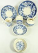 Masons Blue and White ceramics; Tea Caddy, Milk Jug, dinner plate,