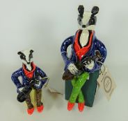 Pair of hand made & glazed 'Folk who live in Woody Hollow' limited edition figures of Badgers (2)