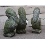 Three stone effect garden pelican figures Condition Report <a href='//www.