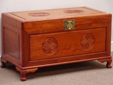 Chinese rosewood blanket chest camphor wood lined, decorated with shou symbol, W101cm, H58cm,