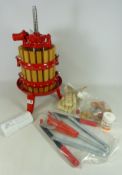 Traditional fruit and apple press, with instructions,