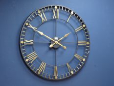 Rustic metal circular wall clock, D81cm Condition Report <a href='//www.