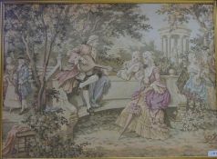 Large machine woven tapestry depicting an 18th Century continental scene, 140cm x 104cm,