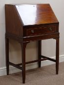 Edwardian mahogany writing bureau, single drawer, boxwood stringing, W63cm, H102cm,