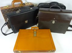 Tan leather effect briefcase and four other briefcases Condition Report <a