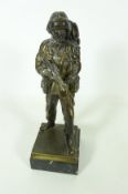 Bronze model of a paratrooper on marble plinth, H24.