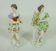 Pair of 19th Century small Meissen Musician figurines no.