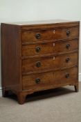 Early 19th century mahogany bow front chest, four graduating drawers, on bracket feet, W93cm, H95cm,