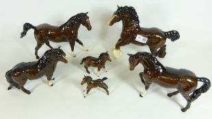 Five Royal Doulton horses including a Shetland Foal and Pony,