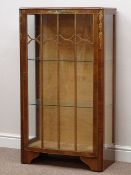 20th century walnut glazed display cabinet with gilt Chinoiserie decoration, W68cm, H120cm,