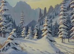 Winter Mountainous Scene,