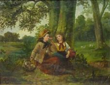 Girls in Parkland Settings, pair oils on canvas signed C Marshall (19th century) dated 1875,