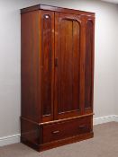 Victorian mahogany single wardrobe with drawer, W101cm, H191cm,