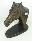 Cast bronze sculpture of a horse's head, inscribed Dove,