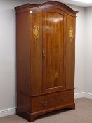Edwardian mahogany single wardrobe, shaped top , single door with mirror fitted inside,