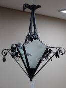 Cast metal and glass centre light fitting Condition Report <a href='//www.