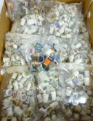 Large quantity of thimbles to include porcelain, pewter,
