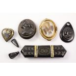 Victorian Whitby jet brooches,