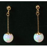 Pair of opal gold pendant ear-rings stamped 375 Condition Report <a href='//www.