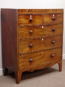 19th century mahogany chest, two short and three long drawers, figured mahogany frieze,