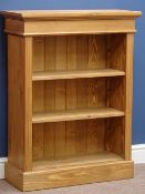 Small pine open bookcase, two adjustable shelves, W72cm, H95cm,