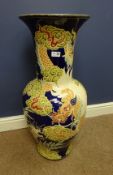 Large Chinese style pottery vase decorated with dragons and a Tiger,