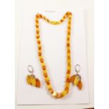Baltic amber necklace and a similar pair of ear-rings Condition Report <a