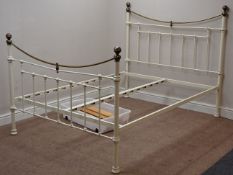 Victorian style brass and cream finished double 4' 6'' bedstead Condition Report
